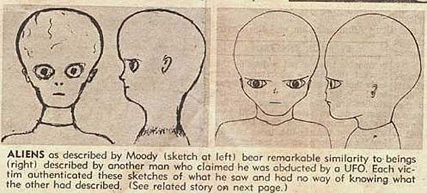 Aliens as described by Mood bear remarkable similarity to beings described by another man who claimed he was abducted by a UFO.