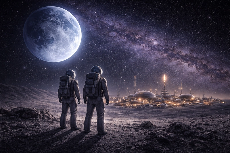 Astronauts on Moon City