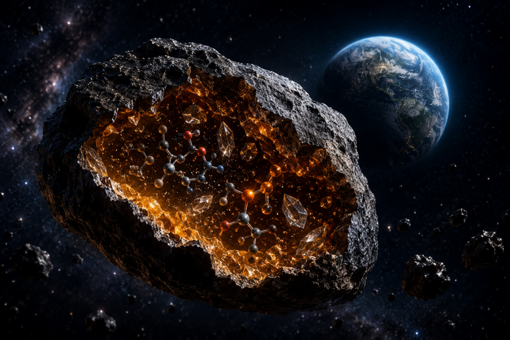Molecules inside meteorites.